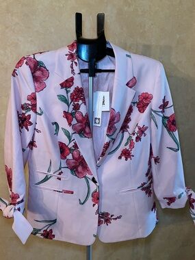 Anne Klein Floral Blazer with Tie Sleeves